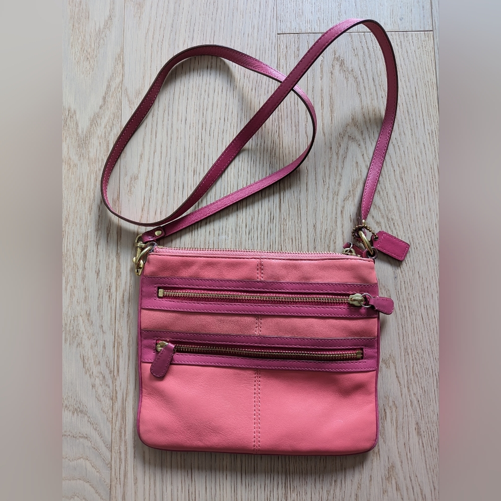 Coach pink leather crossbody bag
